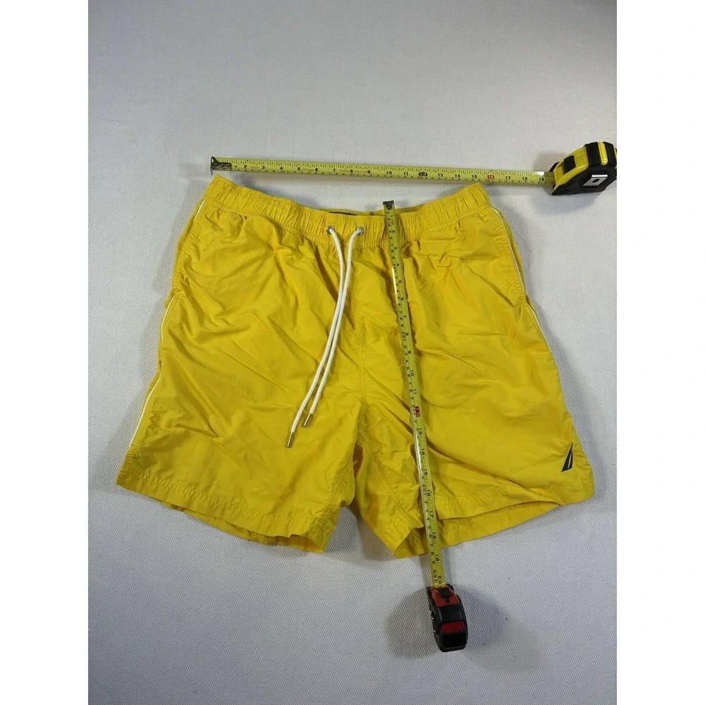 Nautica Swim Trunks Mens Large Yellow Mesh Lined Pockets Beach‎ Shorts